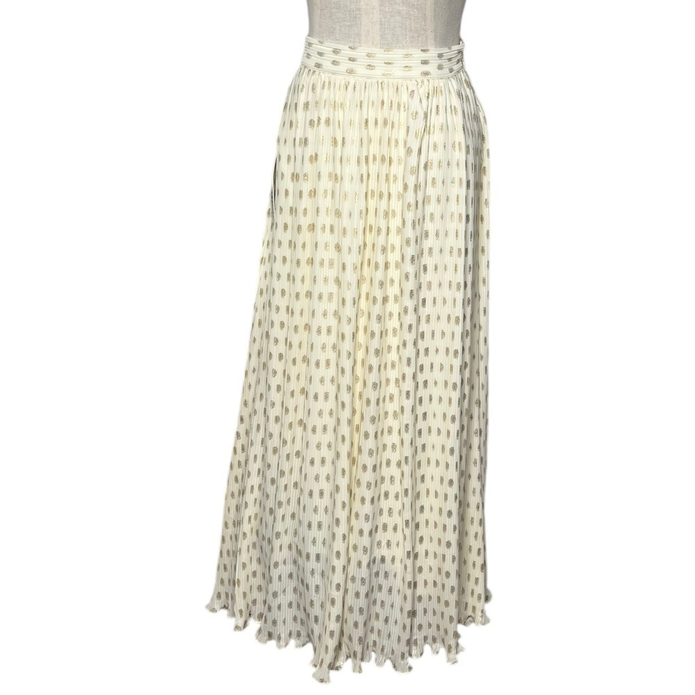 NWT Express+Rachel Zoe Ivory Metallic Gold Dot skirt size small. - Picture 2 of 9